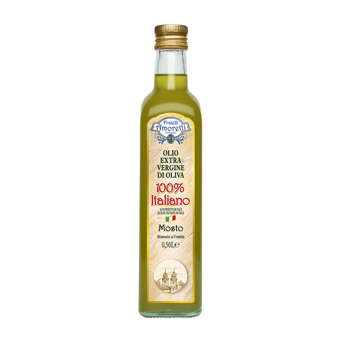 Olio extra vergine di oliva non filtrato 100% italiano bottiglia 0,500 L