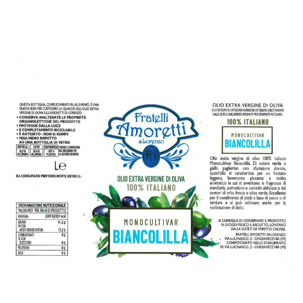 OLIO EXTRA VERGINE DI OLIVA MONOCULTIVAR 100% ITALIANO "BIANCOLILLA" | Bottiglia 0,750 L - immagine 2