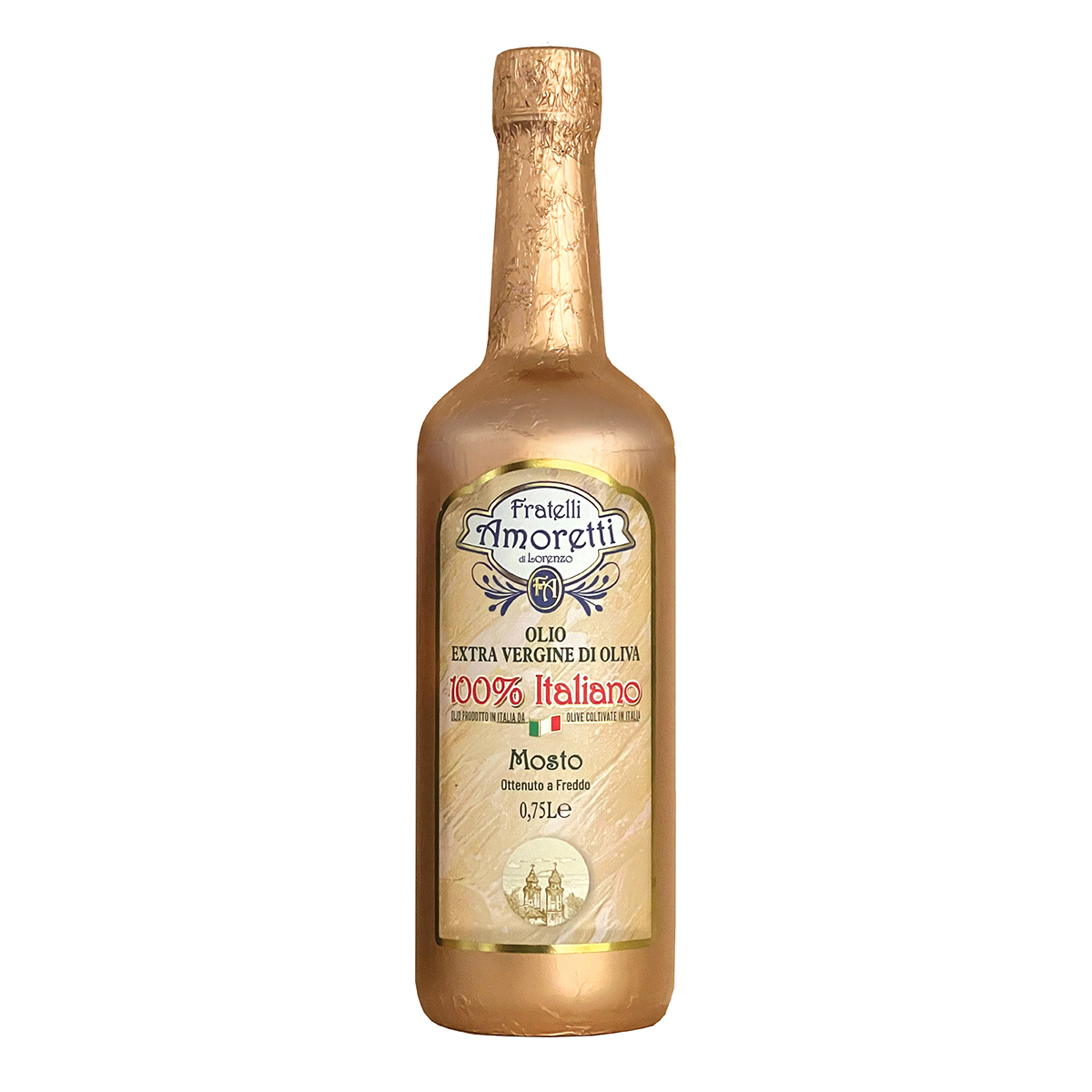 Olio Extra Vergine di Oliva 100% Italiano NON FILTRATO | Bottiglia fasciata rame 0,750 LT